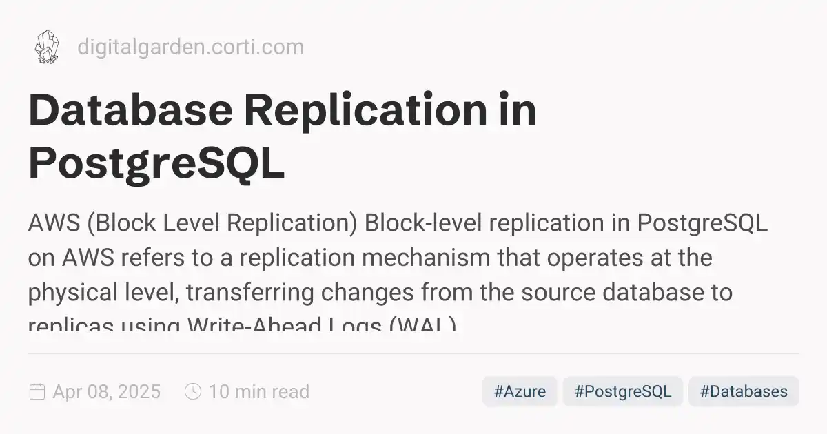 Database Replication in PostgreSQL