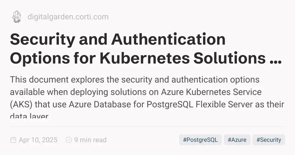 Security And Authentication Options For Kubernetes Solutions With Azure
